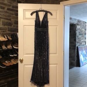 Full length, fully beaded (front & back) gown.